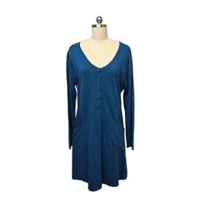 Horny Toad Dress‎ Womens Large Tunic Henley Long Sleeve Pockets Tencel Blend